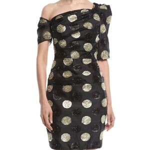 Milly Vivian Asymmetrical Polka Dot Fil Coupe Dress Size 10 NWT